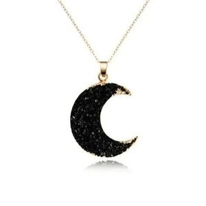 2/$21 Black Crescent Moon Shapped Fashion Necklace